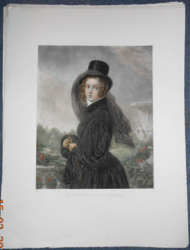 Gravure litho jeune - jeune, fille