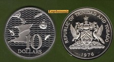 Trinidad et Tobago 10 Dollars 1976 Bateau Poisson PROOF FDC Argent Silver 10099