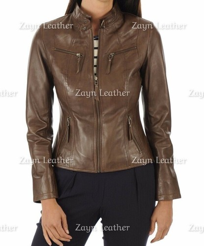 Veste motard souple marron - veste, de