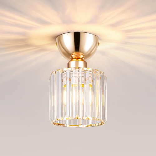Plafonnier cristal doré - plafonnier,
