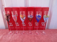 6 VERRES / FLUTES "PAUL NAGEL" D' EPOQUE CONTEMPORAINE EN VERRE EMAILLE