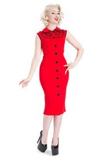 Robe Rouge À Boutons Classique Wavy Détail Voodoo Vixen Maggie Lou S-XL
