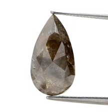 Rustique Desseré Naturel Diamant 2.74tcw Solitaire Poire Diam Gris Rose Cut Pour