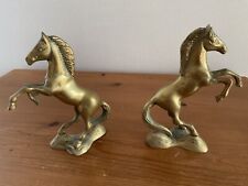 Paire de Serre-Livres style Art Déco Chevaux cabrés - Laiton patiné - Vintage
