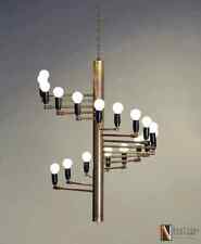 Lustre moderne en laiton bras 18 lumières Gino Sarfatti Lustre Light