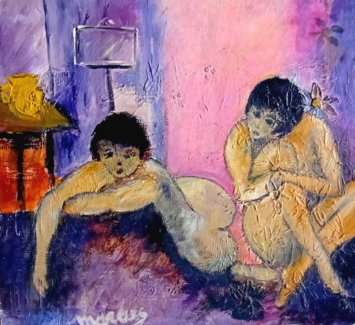 Tableau ancien canapé - nu,