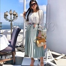 Jupe Midi Plissée Effet Satin