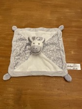 Doudou plat Carré SHIMA ZEBRE Cheval Girafe gris blanc rayé feuille