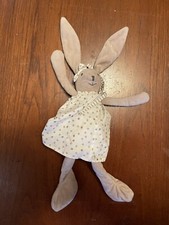 0/ ATMOSPHERA FOR KIDS DOUDOU PELUCHE LAPIN BEIGE ROBE BLANCHE POIS 45 Cm