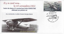 ENVELOPPE 1er JOUR - POSTE AERIENNE PA 92 - CHASSEUR DEWOITINE