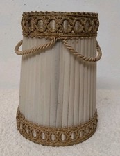 Ancien Abat Jour Tissu Plissé Galons Cordelettes H: 16 Cm Vintage  (Réf : CH38)