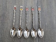 Lot de 5 Cuillères Souvenir Anciennes en Métal Argenté ou argent