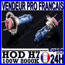 AMPOULE PLASMA HOD H7 100W LAMPE HALOGENE FEU EFET XENON BLANC BLANCHE 8000K 12v