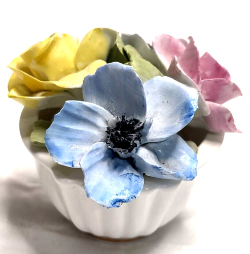 Porcelain floral basket bowl - basket,