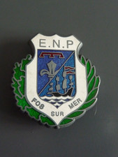 ORIGINAL  INSIGNE MILITAIRE ECOLE NATIONAL DE POLICE FOS SUR MER BOUSSEMART TBE
