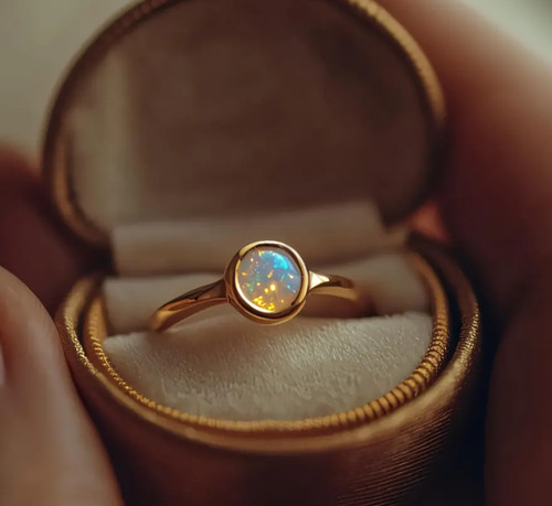 Bague véritable opale - bague, or