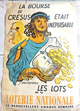 Affiche entoilée Loterie Nationale - Crésus - 1955 - Signée VAN ROMPAEY -