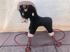 Cheval à bascule peluche vintage - Ane à roulettes ancien