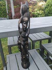 Sculpture Grand Arbre Vie Makonde/Ujamaa/Arbre généalogique Tanzanie/Ébène 53 cm