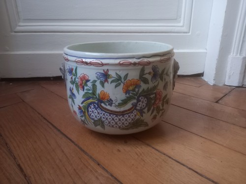 Ancien cache pot faïence - cache,