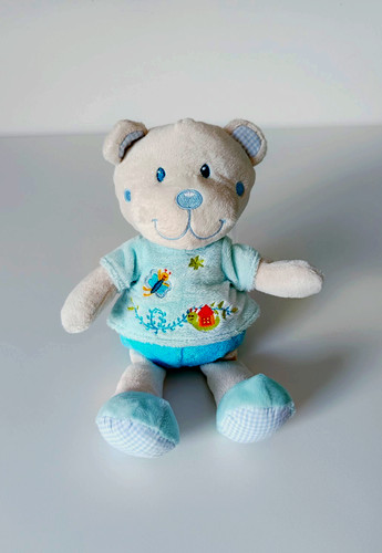 Peluche doudou ours blanc - peluche/doudou, bleu