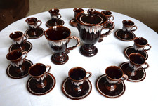 Ancien Service à café en faïence Vallauris de 26 pièces années 1960 vintage