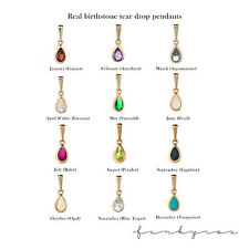 9ct or pierre de naissance gouttes d'eau en forme de pierre précieuse pendentif