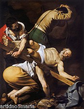 CARAVAGGIO LA CRUCIFIXION DE SAINT-PIERRE IMPRIMÉ GICLEE BAROQUE SUR TOILE FINE