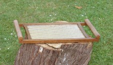 Ancien plateau en bois et verre