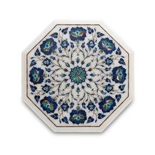 12 " Marbre Coin Table Demi Précieux Pierres Handmade Lapis Floral Inlay Travail