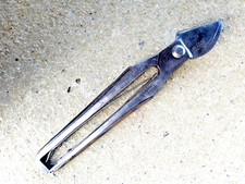 ANCIEN SECATEUR METAL MANCHES CORNE 27,2CM - OUTIL DE VITICULTEUR VIGNE -