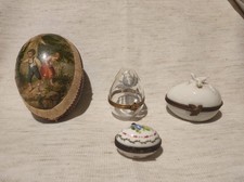 lot ancienne collection œufs papier mâché porcelaine verre