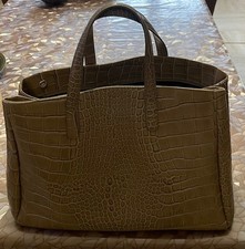 Sac cuir façon croco beige