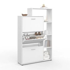 Meuble à chaussures 18 paires KLARK 3 portes avec étagère blanc