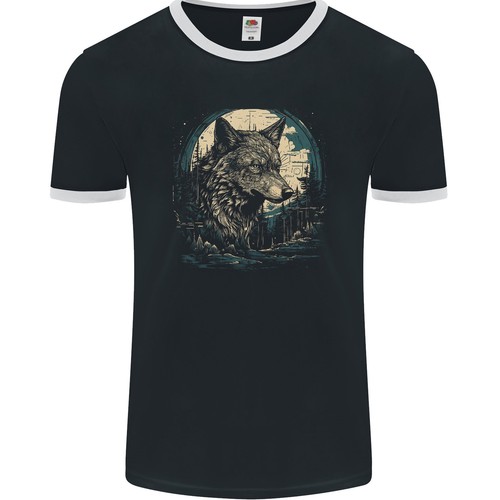 Shirt ringer homme loup - t-shirt,