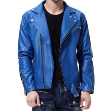 Veste de moto motard bleu en
