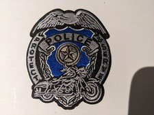 Patch Thermocollant Brodé Police Moto Américaine L7cm H9cm
