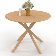 Table à manger ronde ALIX 6 personnes pied araignée bois effet hêtre 110 cm