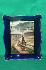 SARREGUEMINES plat cadre à suspendre rectangulaire Zürich N° 3465 , bleu Cobalt