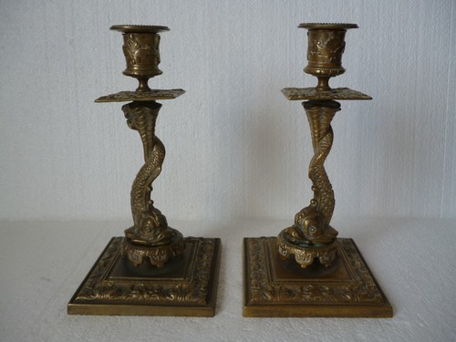 Xixème paire de bougeoirs - xixème,