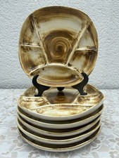 6 Assiettes à Fondue Longchamp – 22 cm – Grès Émaillé Vintage – Très Bon État