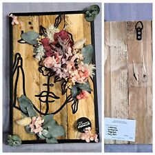 TABLEAU DECORATIF FLORAL ARTISANAL BOIS METAL STYLE INDUSTRIEL FLEURS ETERNELLES