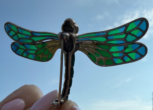 Plique jour broche - broche, argent