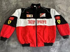 Unisex Adult Ferrari Racing White A Jacket Embroidered Patches Cotton Padded