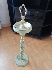Ancien Cendrier sur Pied En Laiton Et Albâtre Ou Marbre - Vintage - Hauteur 68cm