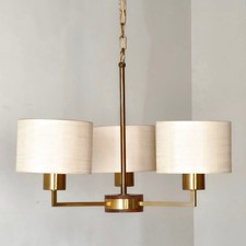 LUSTRE SUSPENSION VINTAGE SCANDINAVE 1960 EN TECK & LAITON DORE 60S RETRO 1960S