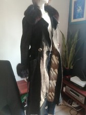 Christian DIOR très beau Manteau  Peau cuir retournée et fourrure T 38 M noir