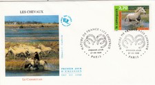 ENVELOPPE 1 er jour timbrée CHEVAL CHEVAUX EQUITATION 1998 LE CAMARGUAIS BIS
