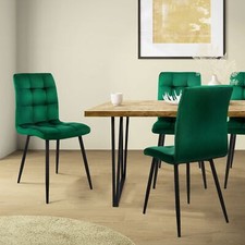 4 Chaises salle à manger velours vert foncé avec dossier salon chambre cuisine
