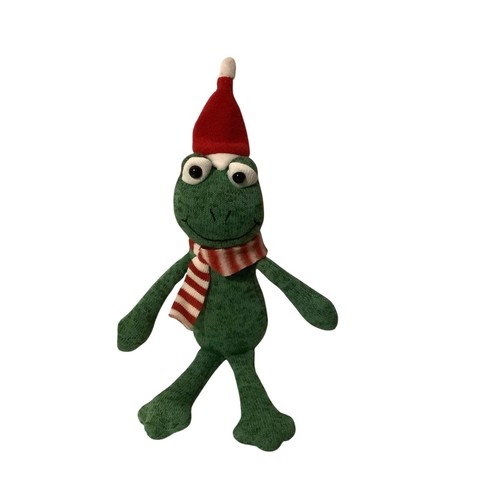 Green frog plush holiday hat - green,